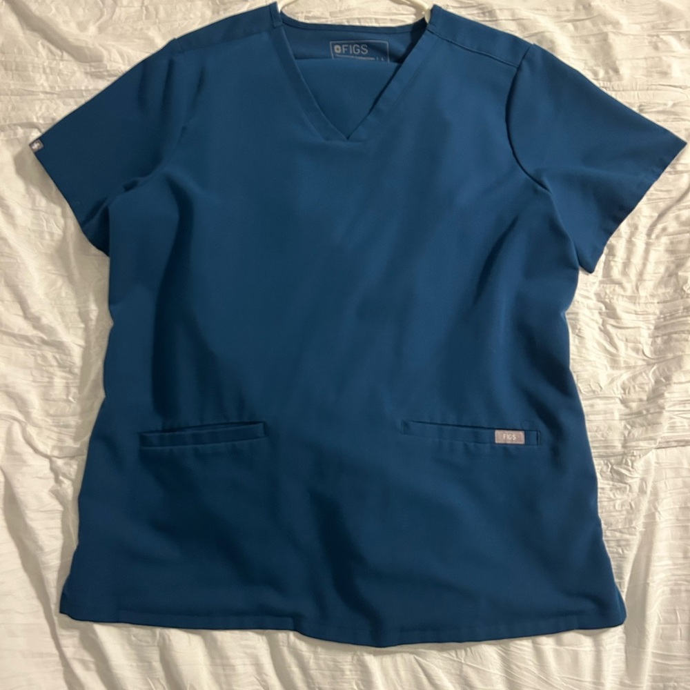 Figs Women's Teal Short Sleeve Scrub Top